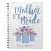 Blue Mason Jar Floral Moeder van de Bride Notitieboek (Voorkant)