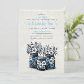 Blue Mason Jar Flowers Baby shower Kaart (Staand voorkant)
