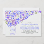 Blue Mason Jar Leuke Bloemen Uitnodigingen (Voorkant)