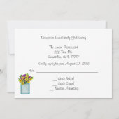 Blue Mason Jar Pansies Reception RSVP Kaart (Achterkant)