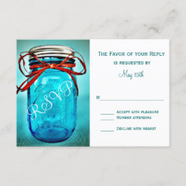 Blue Mason Jar Rustic Country RSVP-kaarten RSVP Kaartje