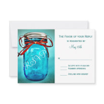 Blue Mason Jar Rustic Country RSVP-kaarten