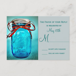 Blue Mason Jar Rustic Country RSVP-kaarten RSVP Kaartje
