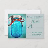 Blue Mason Jar Rustic Country RSVP-kaarten RSVP Kaartje (Voorkant)