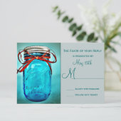 Blue Mason Jar Rustic Country RSVP-kaarten RSVP Kaartje (Staand voorkant)