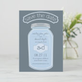 Blue Mason Jar Save the Date (Staand voorkant)