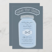 Blue Mason Jar Save the Date (Voorkant / Achterkant)