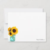 Blue Mason Jar Sunflower - Aangepaste schrijfkunst Notitiekaartje (Voorkant)