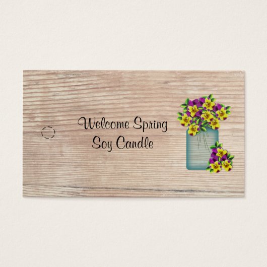 Blue Mason Jar Violas Hang Label Visitekaartjes (Voorkant)