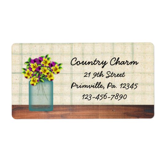 Blue Mason Jar Violas Label (Voorkant)