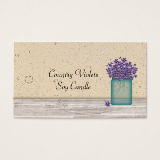 Blue Mason Jar Violets Hang Label Visitekaartjes