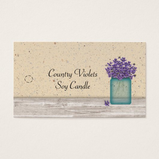 Blue Mason Jar Violets Hang Label Visitekaartjes (Voorkant)
