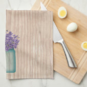 Blue Mason Jar Violets Kitchen Towel Theedoek (Quarter Fold)