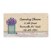 Blue Mason Jar Violets Label (Voorkant)