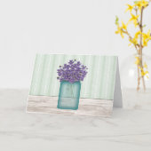 Blue Mason Jar Violets Verjaardag Kaart (Gele Bloem)