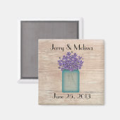 Blue Mason Jar Violets Wedding Favor Magnet (Voorkant / Achterkant)