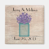 Blue Mason Jar Violets Wedding Favor Magnet (Voorkant)