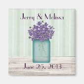 Blue Mason Jar Violets Wedding Favor Magnet (Voorkant)