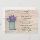 Blue Mason Jar Violets Wedding Invitation Kaart (Voorkant)