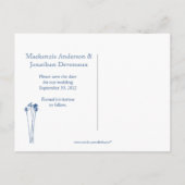 Blue Mason Jar Wildflowers Bewaar de datum Aankondigingskaart (Achterkant)