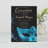 Blue Masque, Confetti Quinceañera Kaart (Staand voorkant)