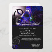 Blue Masquerade Ball Mask Costume Halloween Part Kaart (Voorkant / Achterkant)