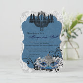 Blue Masquerade Ball Mask Costume Halloween Part Kaart (Staand voorkant)