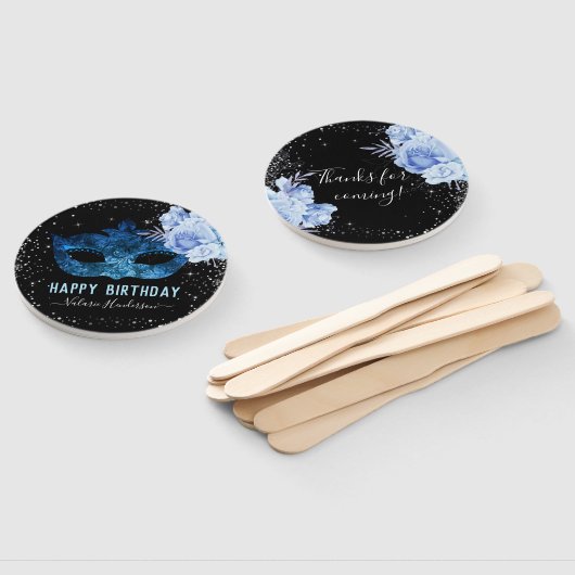 Blue Masquerade Birthday Party Hand Fan Handwaaier (Niet-gemonteerd)