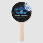 Blue Masquerade Birthday Party Hand Fan Handwaaier (Voorkant)