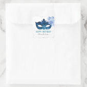 Blue Masquerade Birthday Party Vierkante Sticker (Tas)