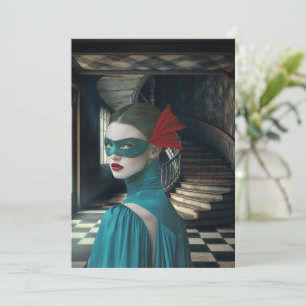 Blue Masquerade Digital Art Wenskaart Kaart