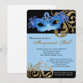 Blue Masquerade Mask Ball Costume Halloween Kaart (Voorkant / Achterkant)