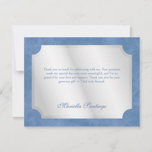 Blue Masquerade Mask Elegant Quinceanera Bedankkaart (Achterkant)