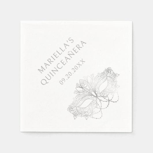 Blue Masquerade Mask Elegant Quinceanera Servet (Voorkant)