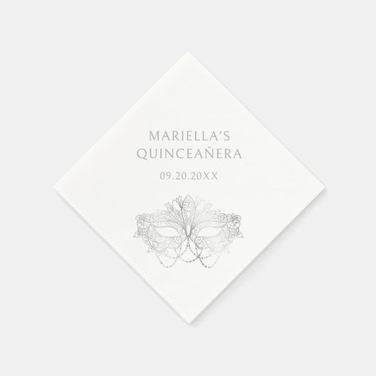 Blue Masquerade Mask Elegant Quinceanera Servet (Hoek)