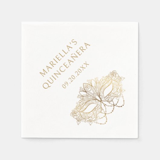 Blue Masquerade Mask Elegant Quinceanera Servet (Voorkant)