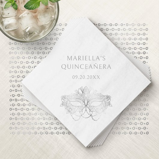 Blue Masquerade Mask Elegant Quinceanera Servet