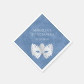 Blue Masquerade Mask Elegant Quinceanera Servet (Hoek)
