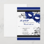 Blue Masquerade Mask Sweet 16 R.S.V.P. Kaart (Voorkant / Achterkant)