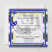 Blue Masquerade Quinceanera 15th Birthday Party Kaart (Achterkant)