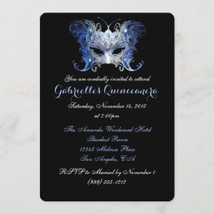 Blue Masquerade Quinceanera Uitnodigingen
