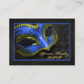 Blue Masquerade RSVP-Visitekaartjes Informatiekaartje