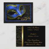 Blue Masquerade RSVP-Visitekaartjes Informatiekaartje (Voorkant / Achterkant)