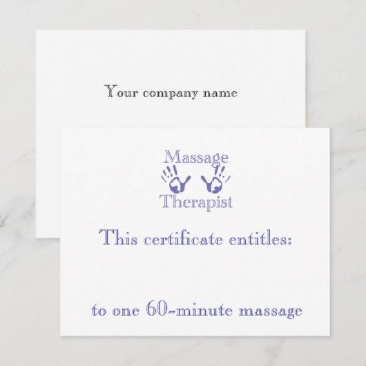 Blue Massage Hands Cadeaubon (Voorkant / Achterkant)