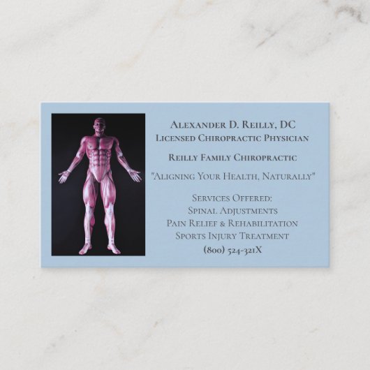 Blue Massage Therapy Chiropractie Visitekaartje (Voorkant)