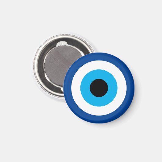 Blue Mati Evil Eye geluk & bescherming symbool cha Magneet (Voorkant / Achterkant)