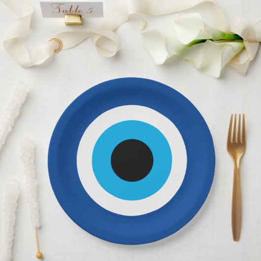 Blue Mati Evil Eye Nazar bruiloft Papieren Bordje (Huwelijk)
