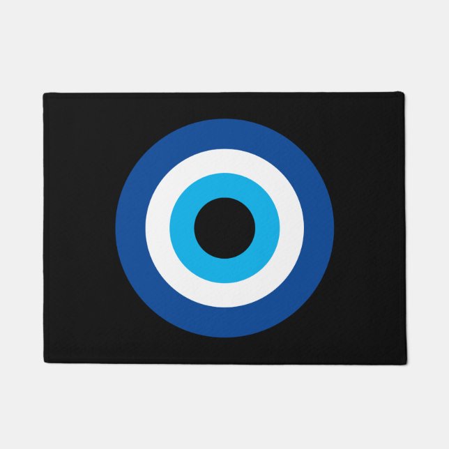 Blue Mati Evil Eye Nazar gelukkige charme deurmat (Voorkant)