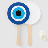 Blue Mati Evil Eye symbool bruiloft hand fans Handwaaier (Voorkant en achterkant)