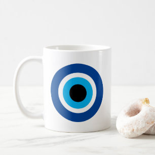 Blue Mati Evil Eye symbool koffie mok print